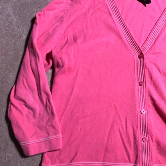 Rafaella Sz Medium Cardigan Top Pink Long Sleeve Button Front Cotton Poly (D) - Picture 2 of 8